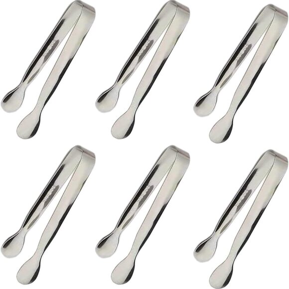 Other - 6PCS Ice Tongs Mini Sugar Tongs 4.25Inch Stainless Steel Small Serving Tong, Tin